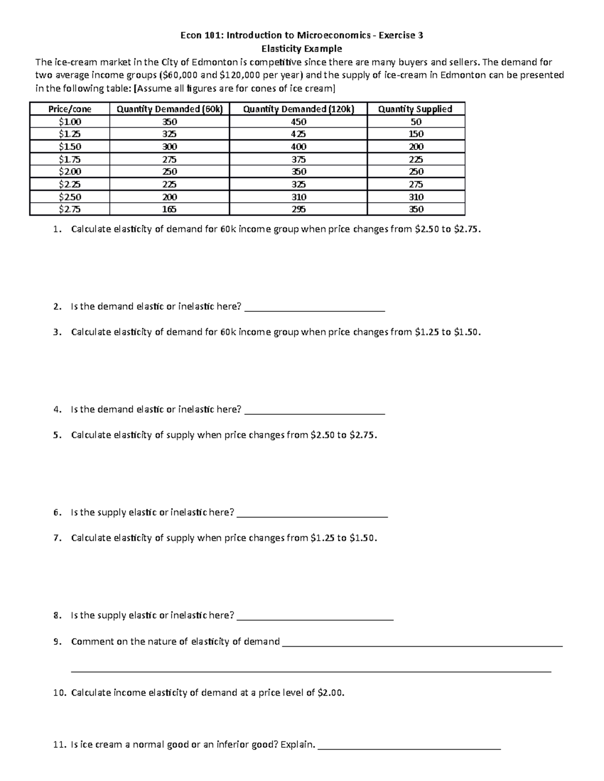 03 Elasticity Exercise - Econ 101: Introduction To Microeconomics ...