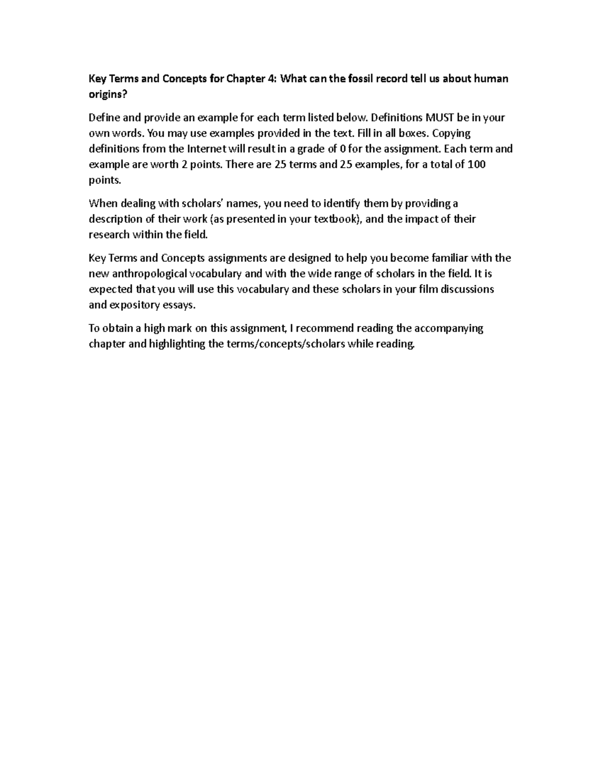 Intro to Anthropology - Chapter 4 vocab - Key Terms and Concepts for ...