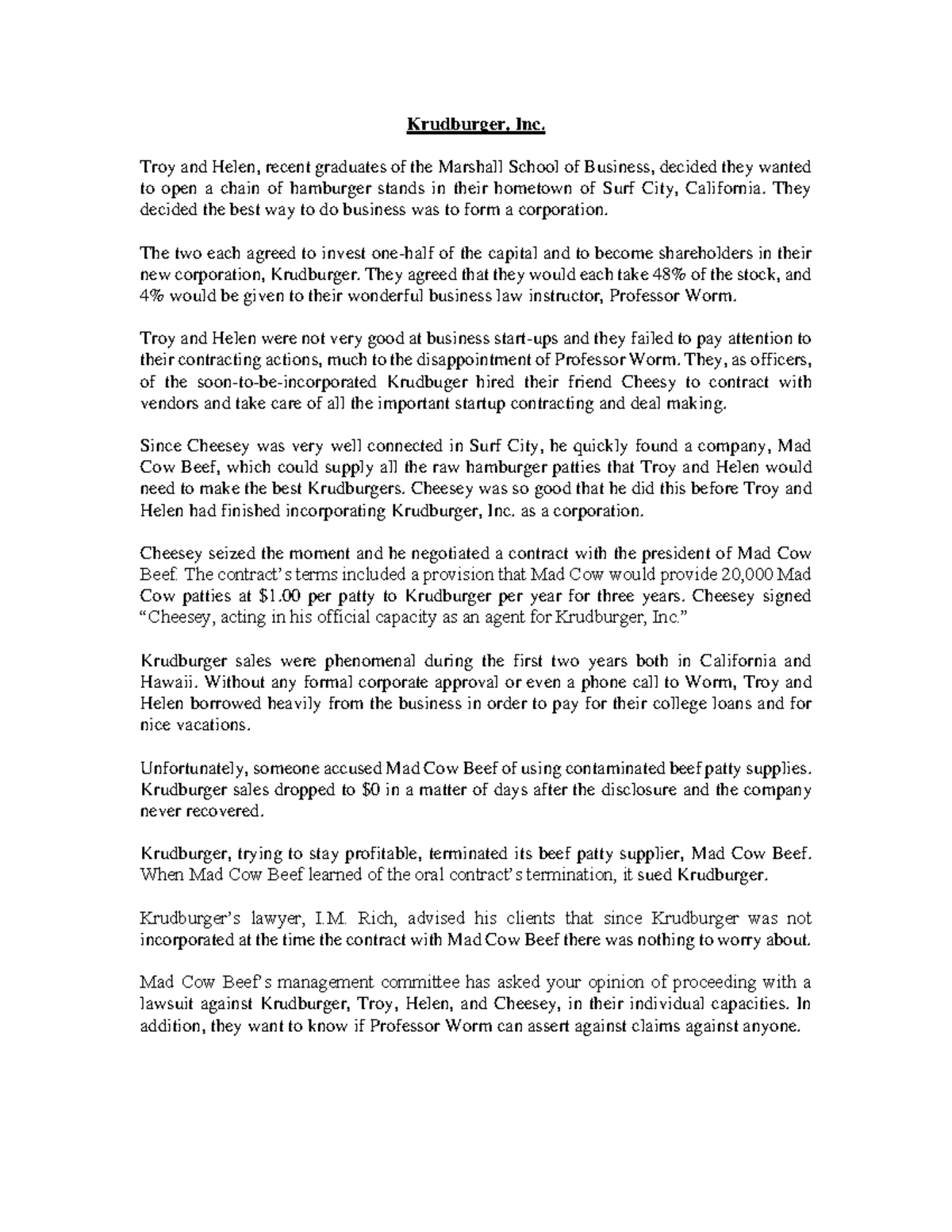 Chapter 22 - Example in class Krudburger - Krudburger, Inc. Troy and ...