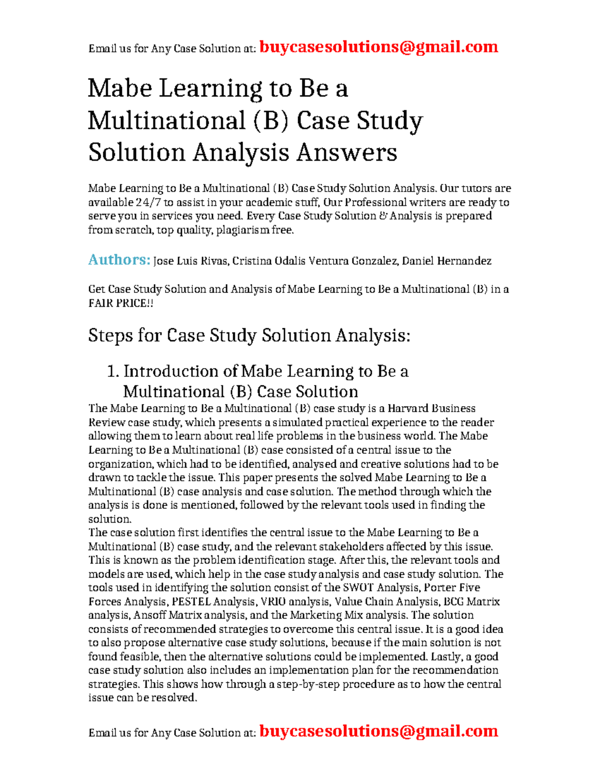 Case Solution Mabe Learning To Be A Multinational (B) - Mabe Learning ...