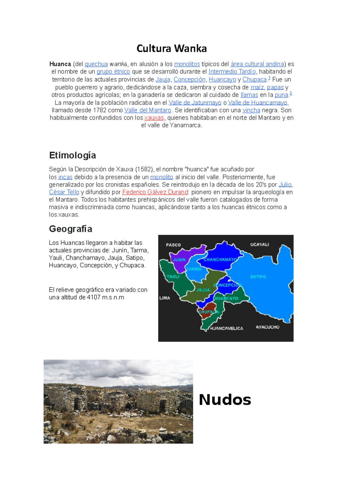 Cultura Wanka - Cultura Wanka Huanca (del quechua wanka, en alusión a ...