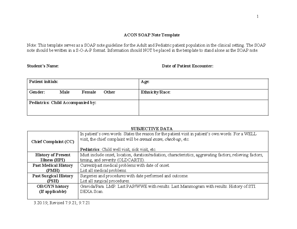 SOAP+Note+Template+Peds+and+Adult+9-7-21+%28003%29+final - ACON SOAP ...