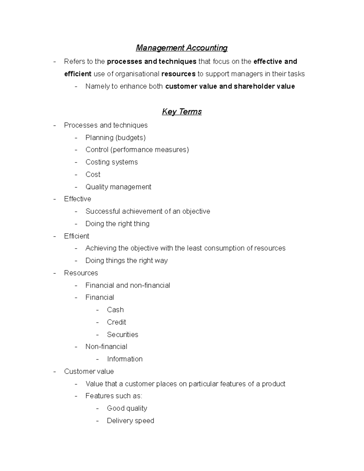 ACCG200 Lecture Notes - Management Accounting Refers to the processes ...