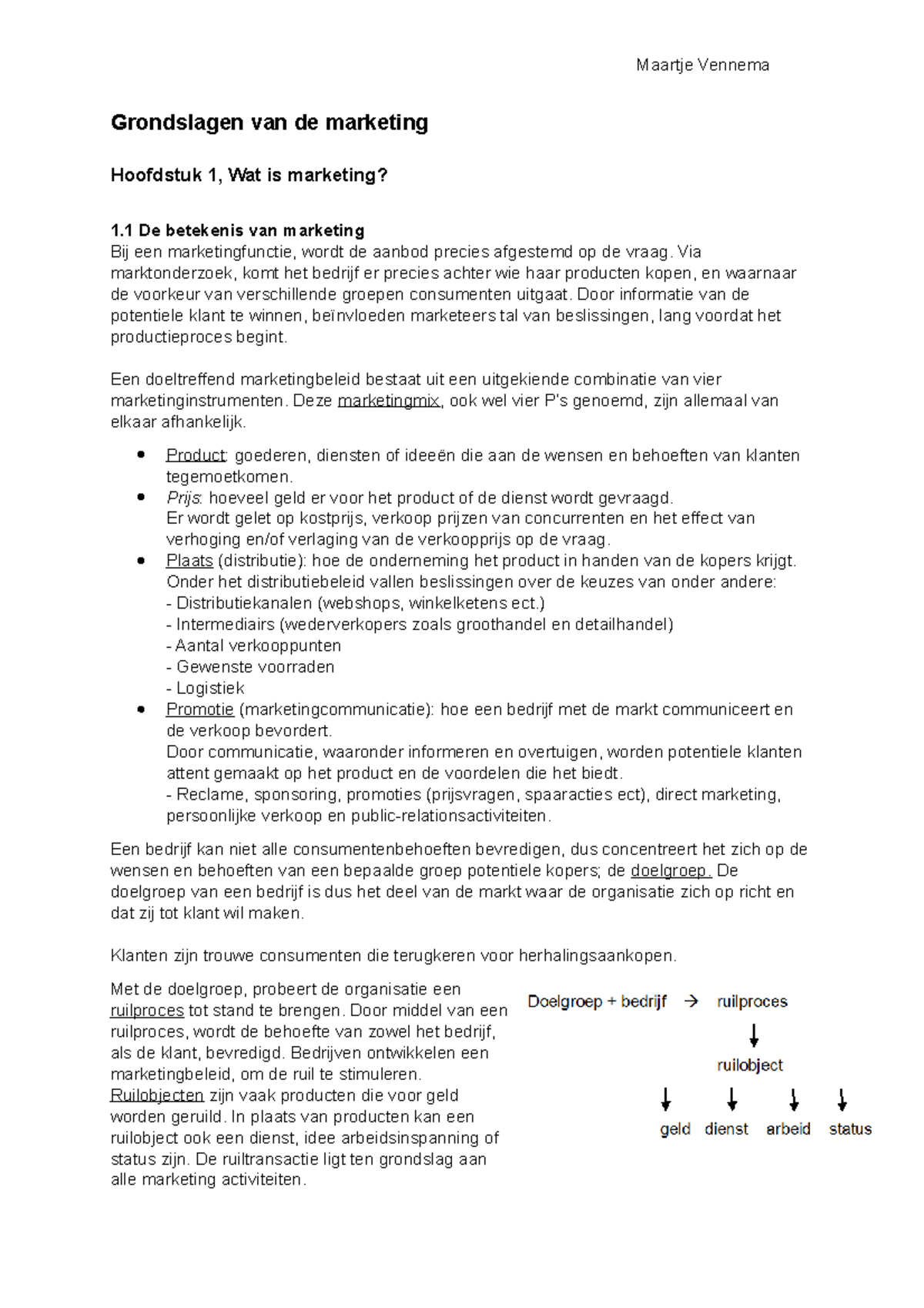 Samenvatting Grondslagen Van De Marketing College Hoofdstuk 1 ...