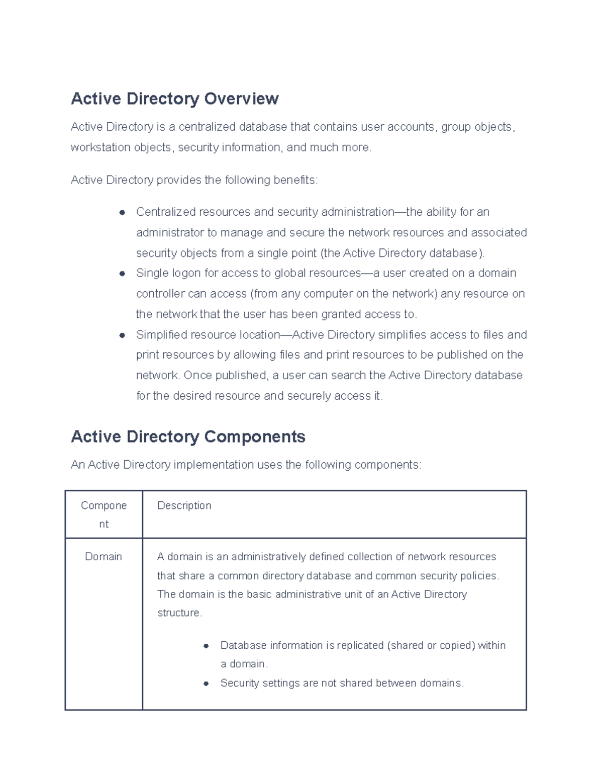 8.1.6 Active Directory Facts - Active Directory Overview Active ...