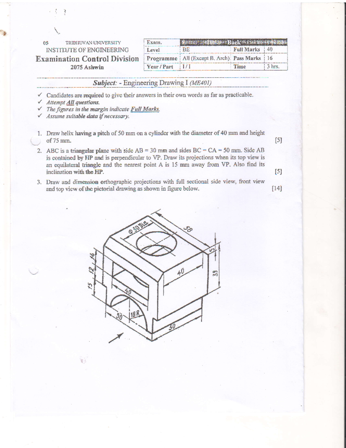 Engineering Drawing - material might be helpful please see it - '* 'i I ...