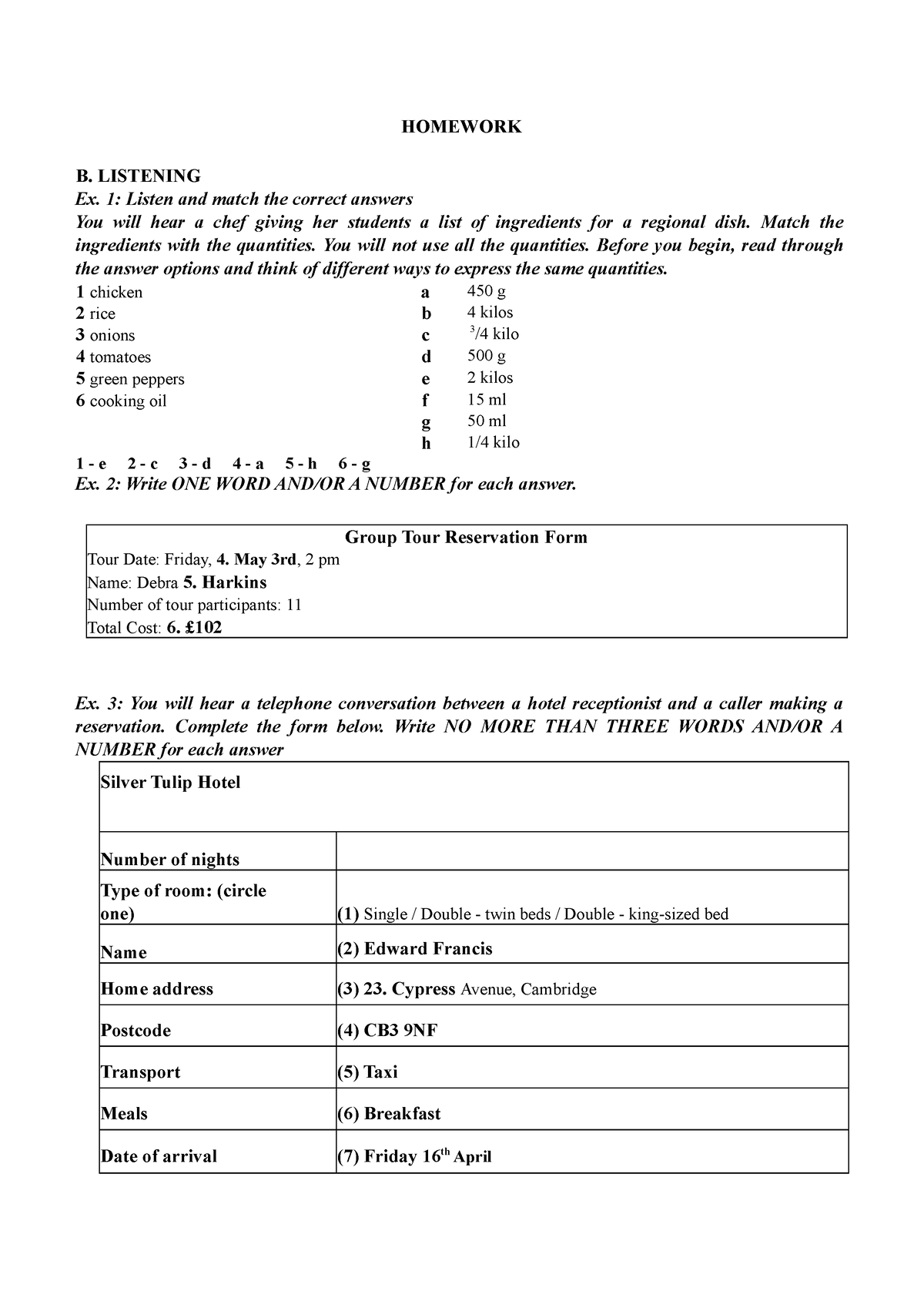 1.2. Bài Tập - English - HOMEWORK B. LISTENING Ex. 1: Listen And Match ...