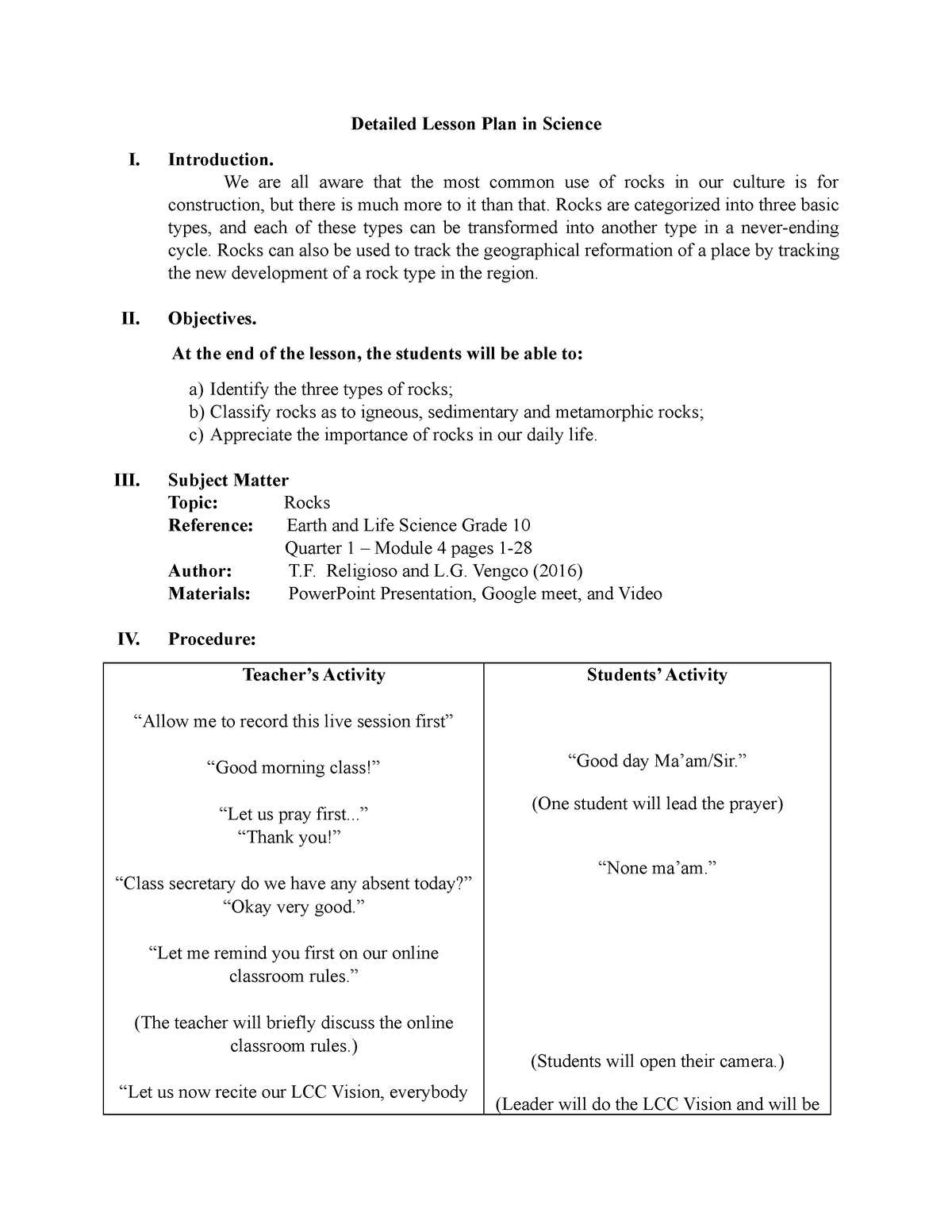 DEMO Science Grade 10 APR 29 - Detailed Lesson Plan in Science I ...