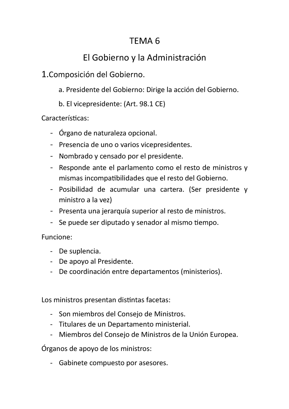 TEMA 6 Gobierno Y Administración - TEMA 6 El Gobierno Y La ...