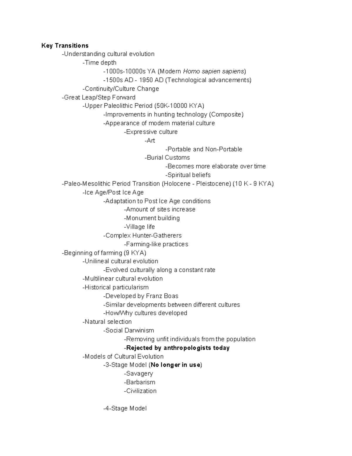 Anth 204 Notes Covers The Key Transitions In History From The Great