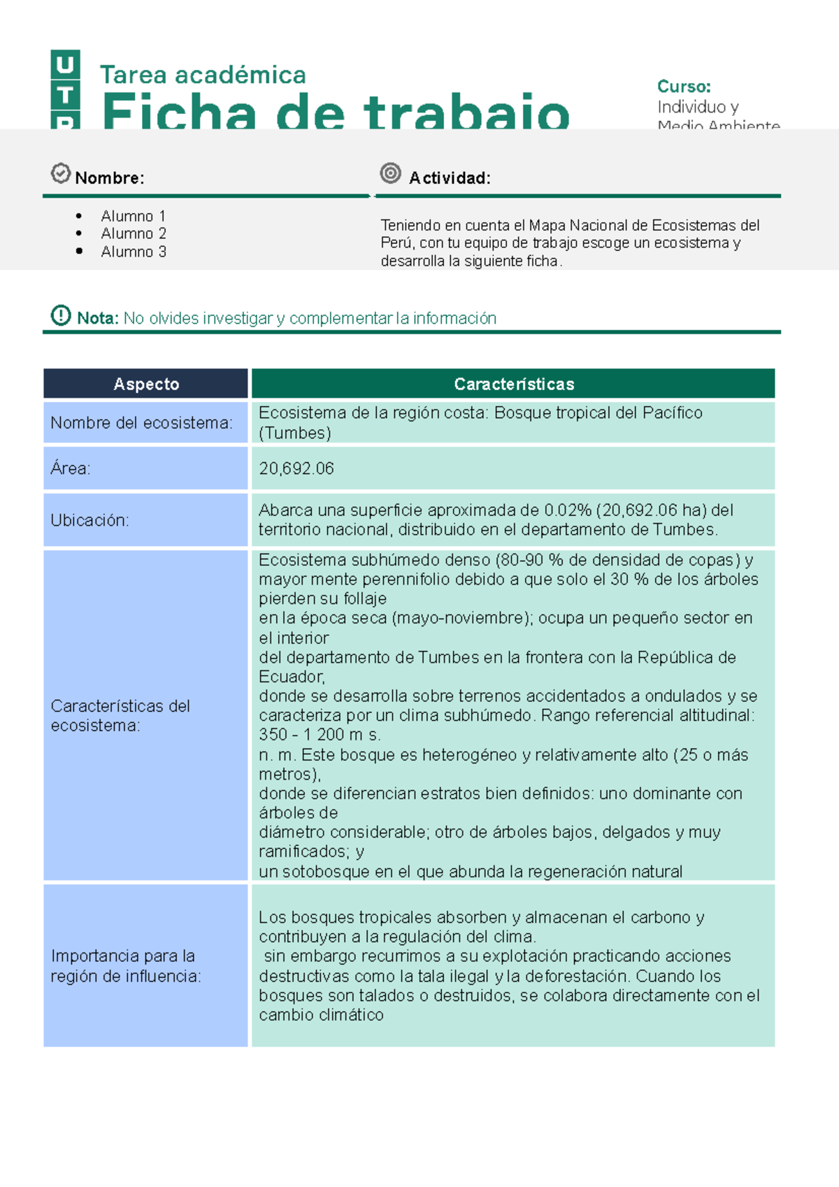 Semana 02 Word Ficha De Trabajo Tarea Nombre Actividad Alumno 1