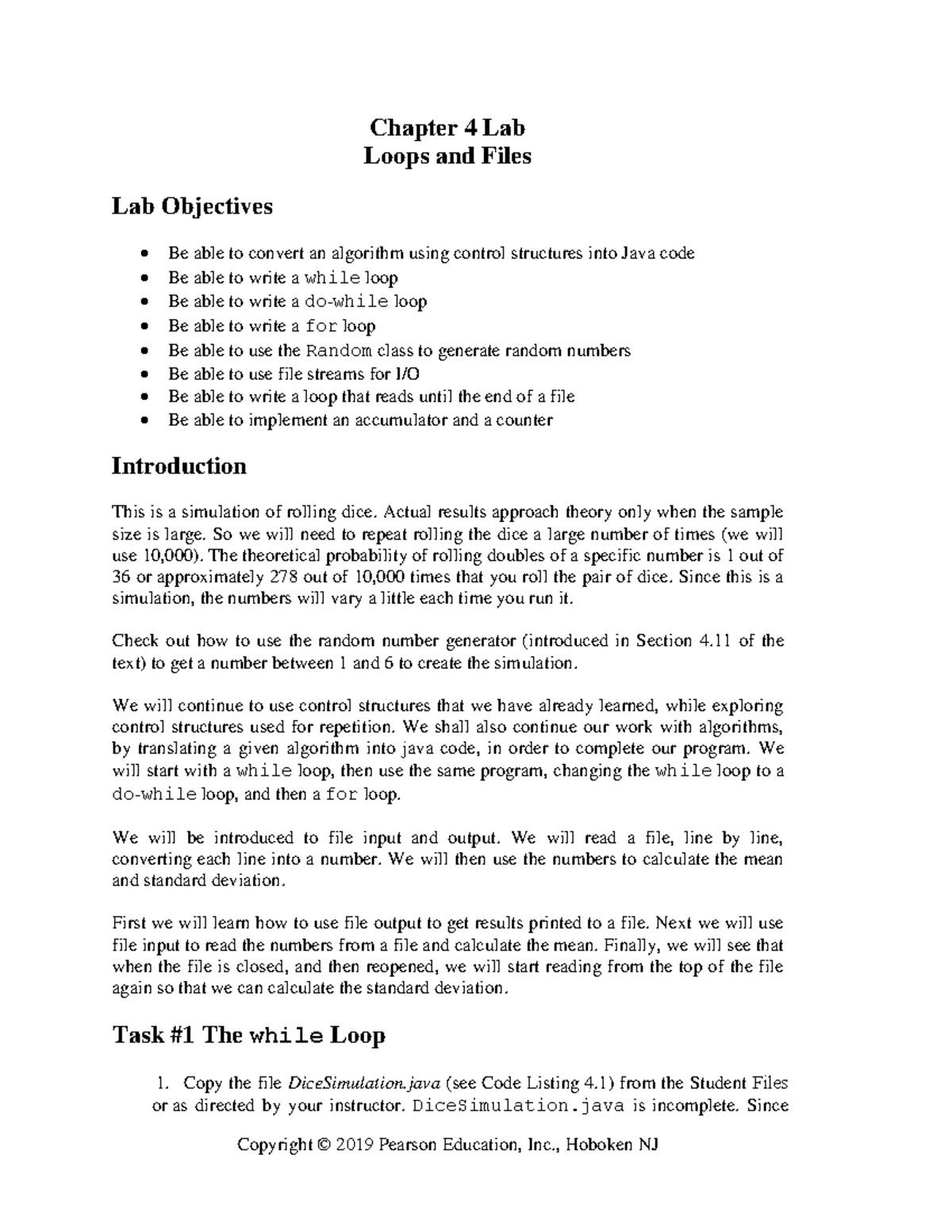 Lab 04 - Lab 4 - Chapter 4 Lab Loops And Files Lab Objectives Be Able ...