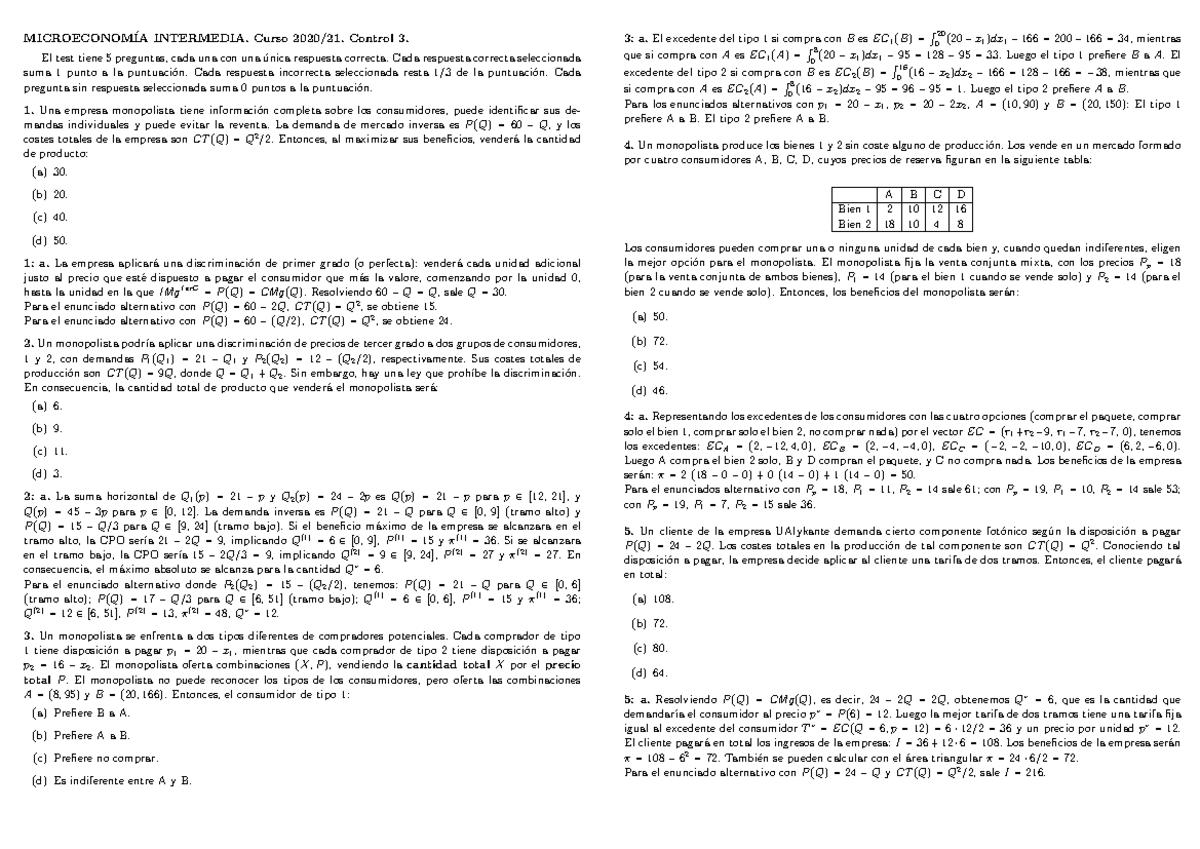 Sol.control 3 - soluciones control 3 - MICROECONOM ́IA INTERMEDIA