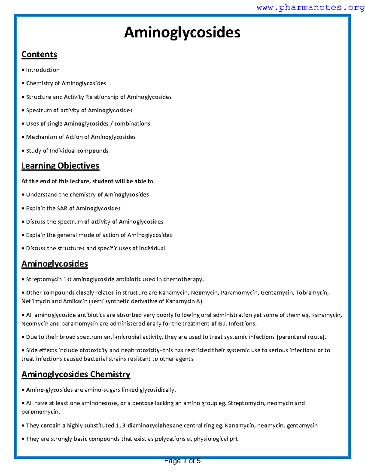 Aminoglycosides - Other compounds closely related in structure are ...