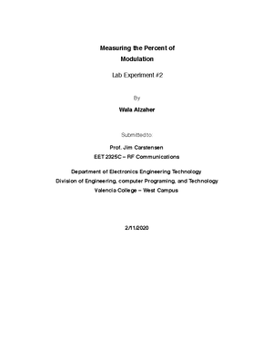 RF LAB 3 - RF Communication Lab Report 3 (Diode Detector) - Diode ...