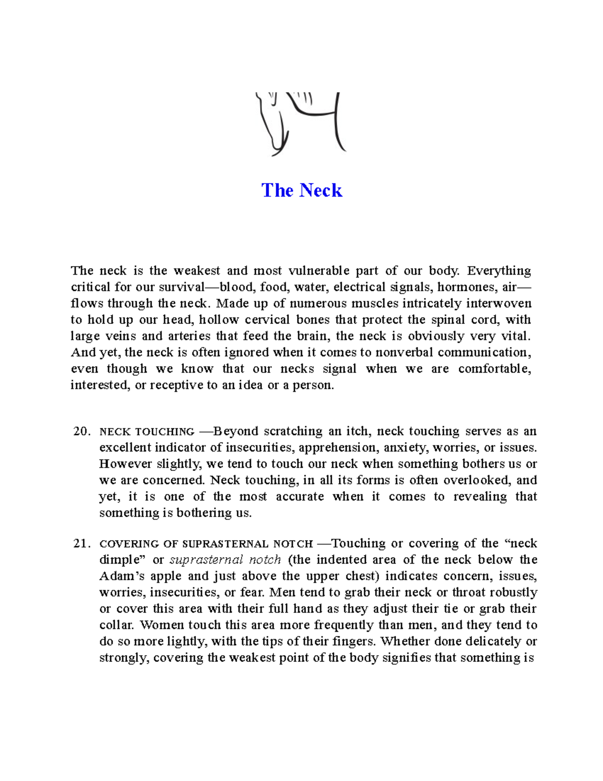 The Neck The Dictionary of Body Language in Criminology The Neck