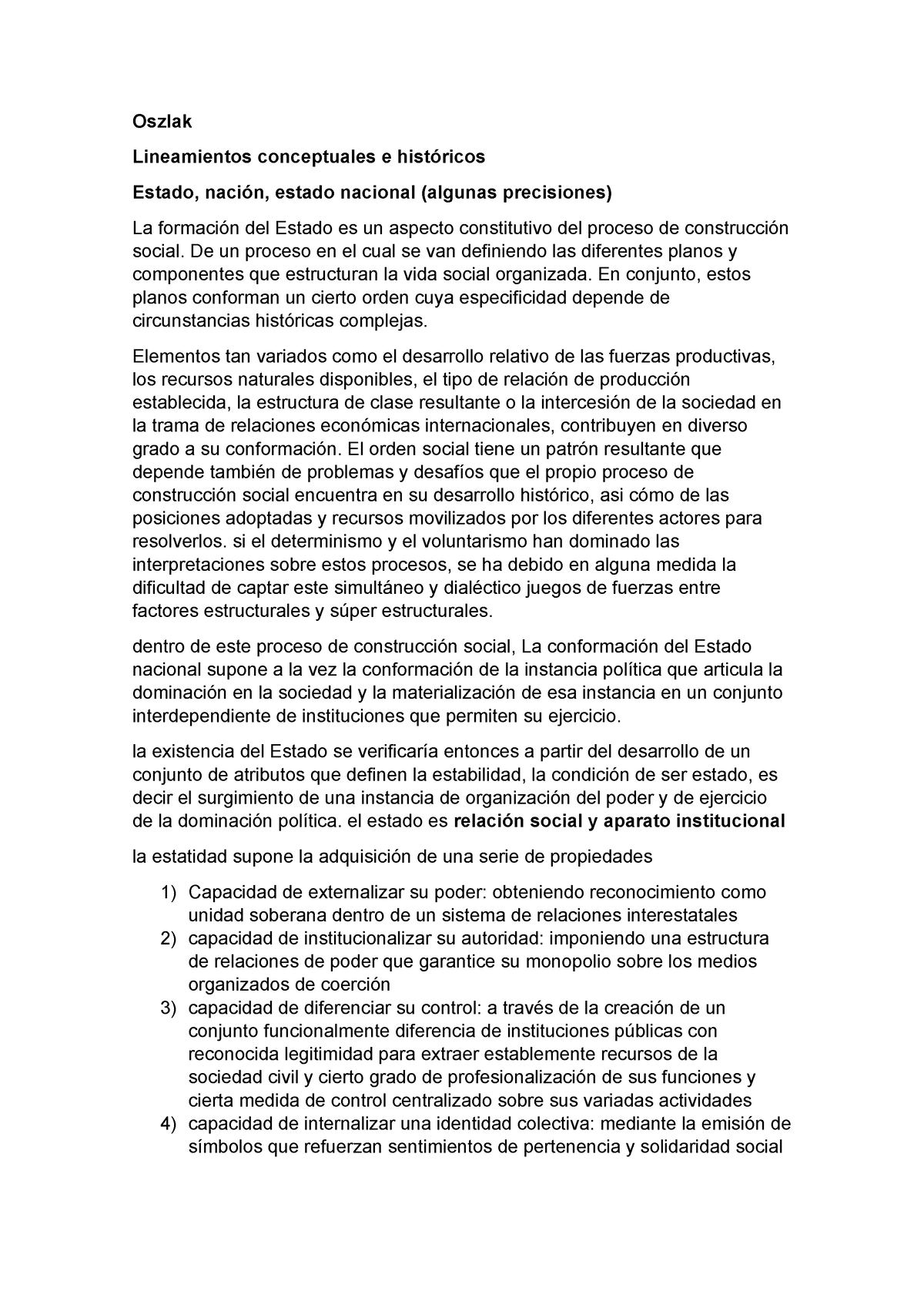 Oszlak - Resumen Texto - Oszlak Lineamientos Conceptuales E Históricos ...