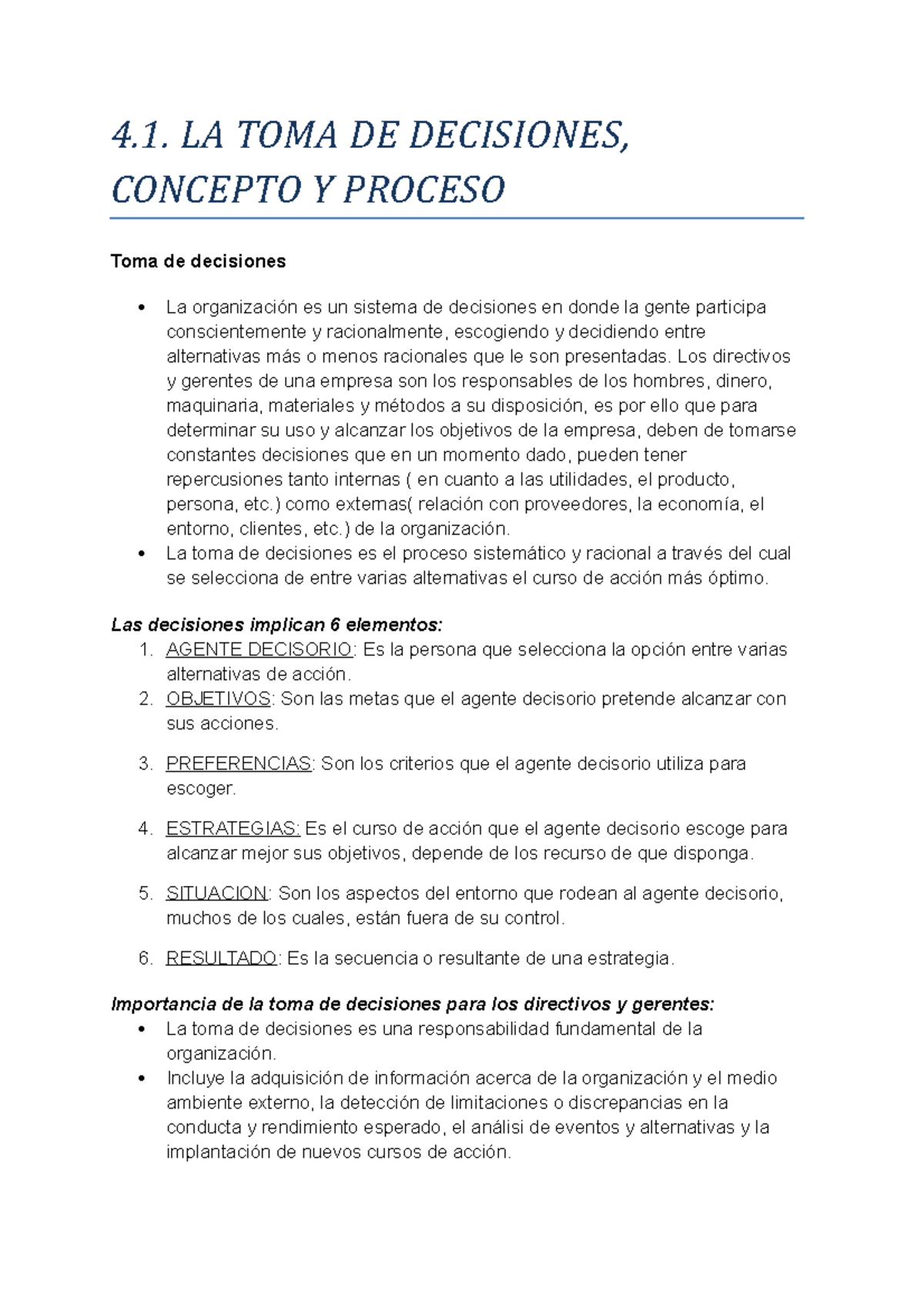 4.1 Toma de decisiones, concepto y proceso - 4. LA TOMA DE DECISIONES ...