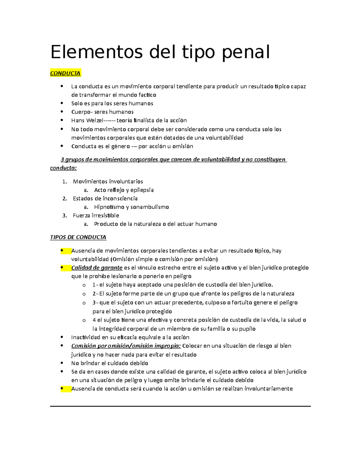 Elementos Del Tipo Penal Elementos Del Tipo Penal Conducta La Conducta Es Un Movimiento 3688