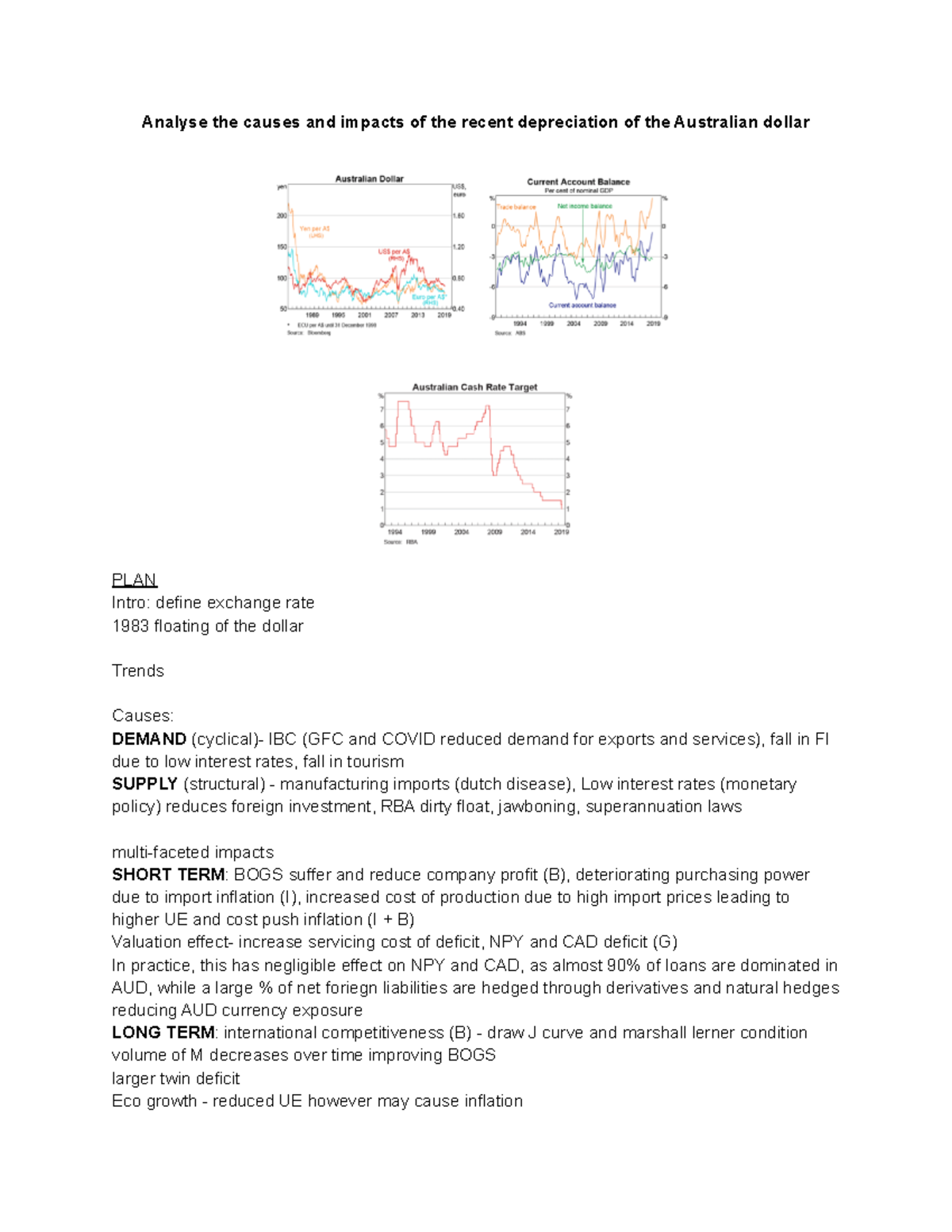 Analyse The Causes And Impacts Of The Recent Depreciation Of The