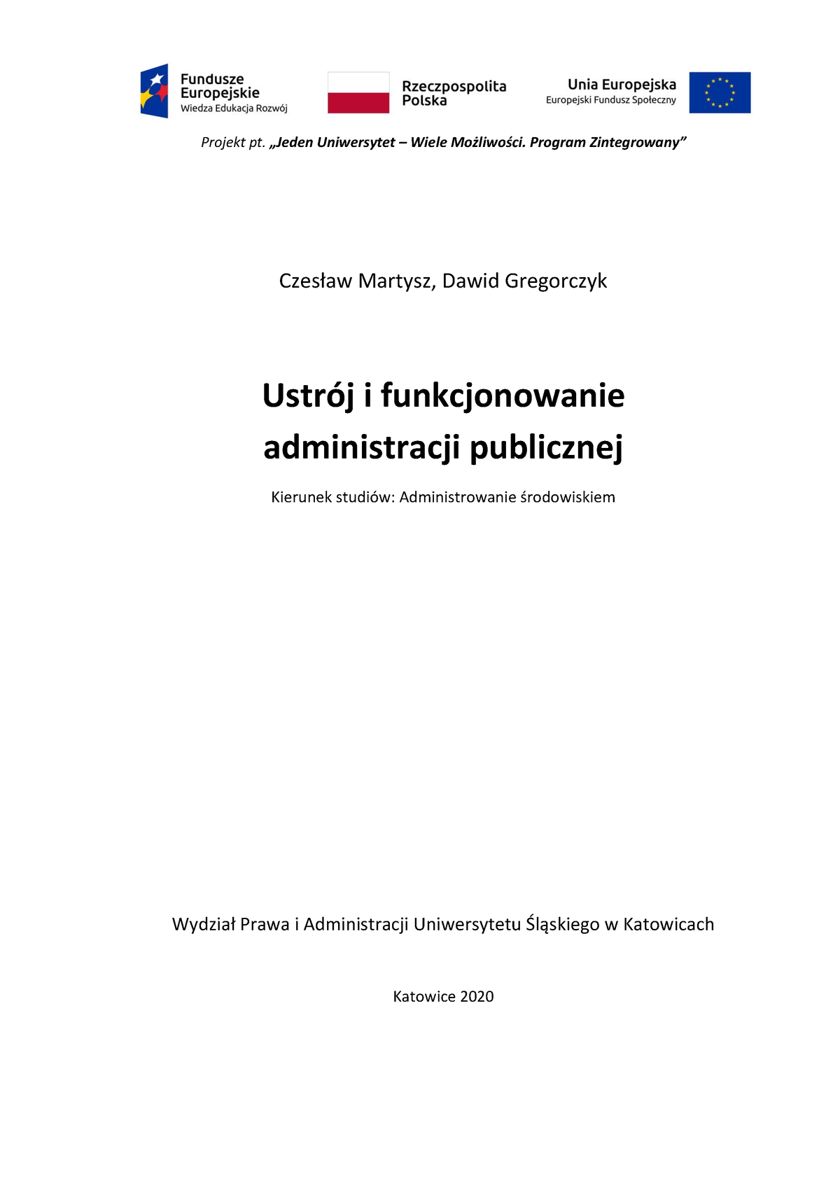 Prawo Administracyjne Wyklad Skrypt - Projekt Pt. „Jeden Uniwersytet ...