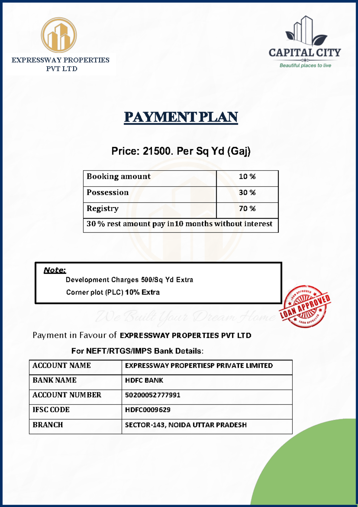 Note of paramedical - Price: 21500. Per Sq Yd (Gaj) Corner plot (PLC