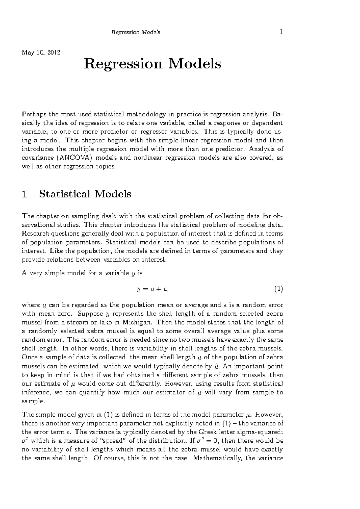 Lecture notes, lecture reg - Regression Models 1 May 10, 2012 ...