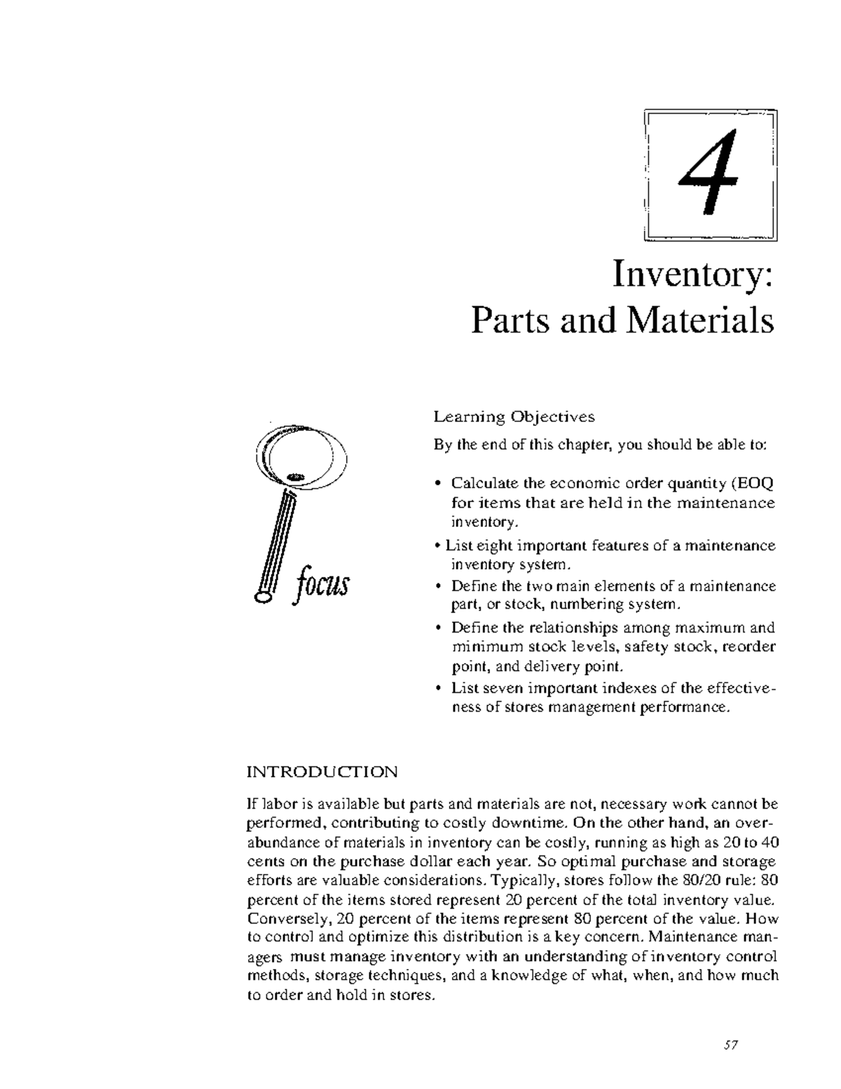 Inventory Part and Material Inventory Parts and Materials Learning