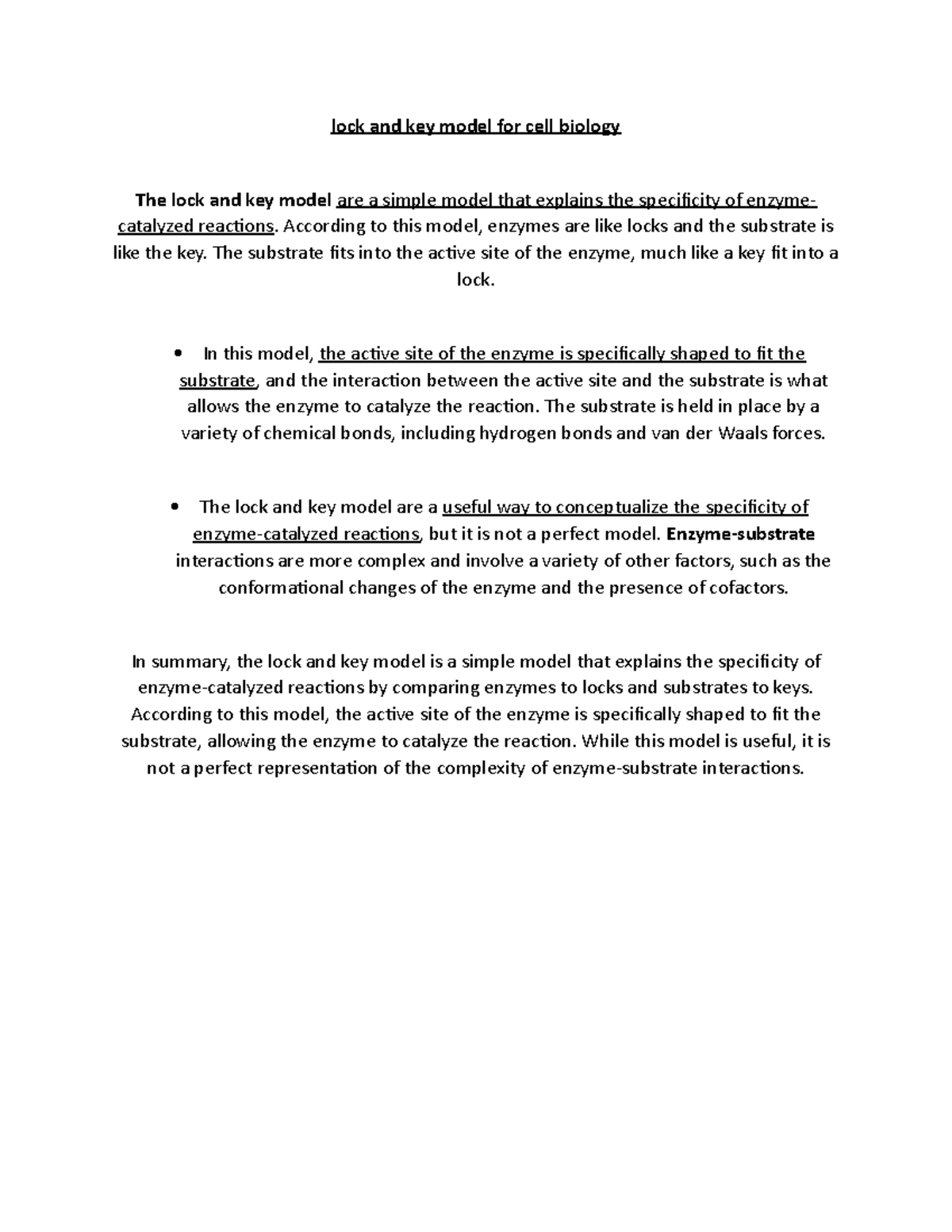 Document 89 (64) Introduction to the lock and key model for cell
