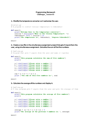 Programming Challengue Session 6 - Programming Exercises Challenges ...