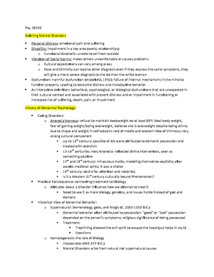 Exam 2 Notes - Exam 2: Notes Mood Disorders a) Unipolar Disorders ...