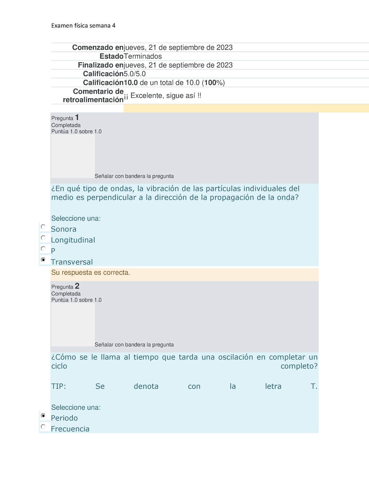 Examen Fisica Semana 4men - Examen Física Semana 4 Comenzado Enjueves ...