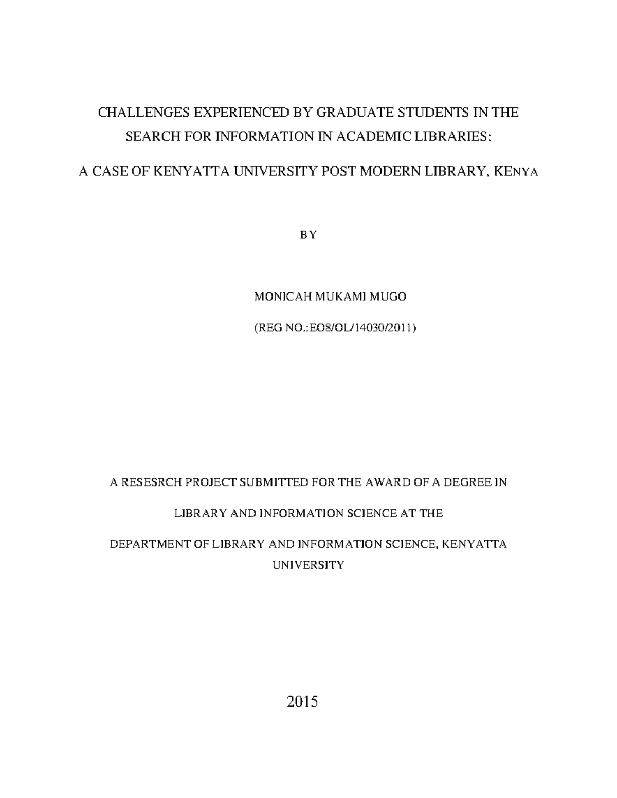 Challenges experienced by graduate students - CHALLENGES EXPERIENCED BY ...