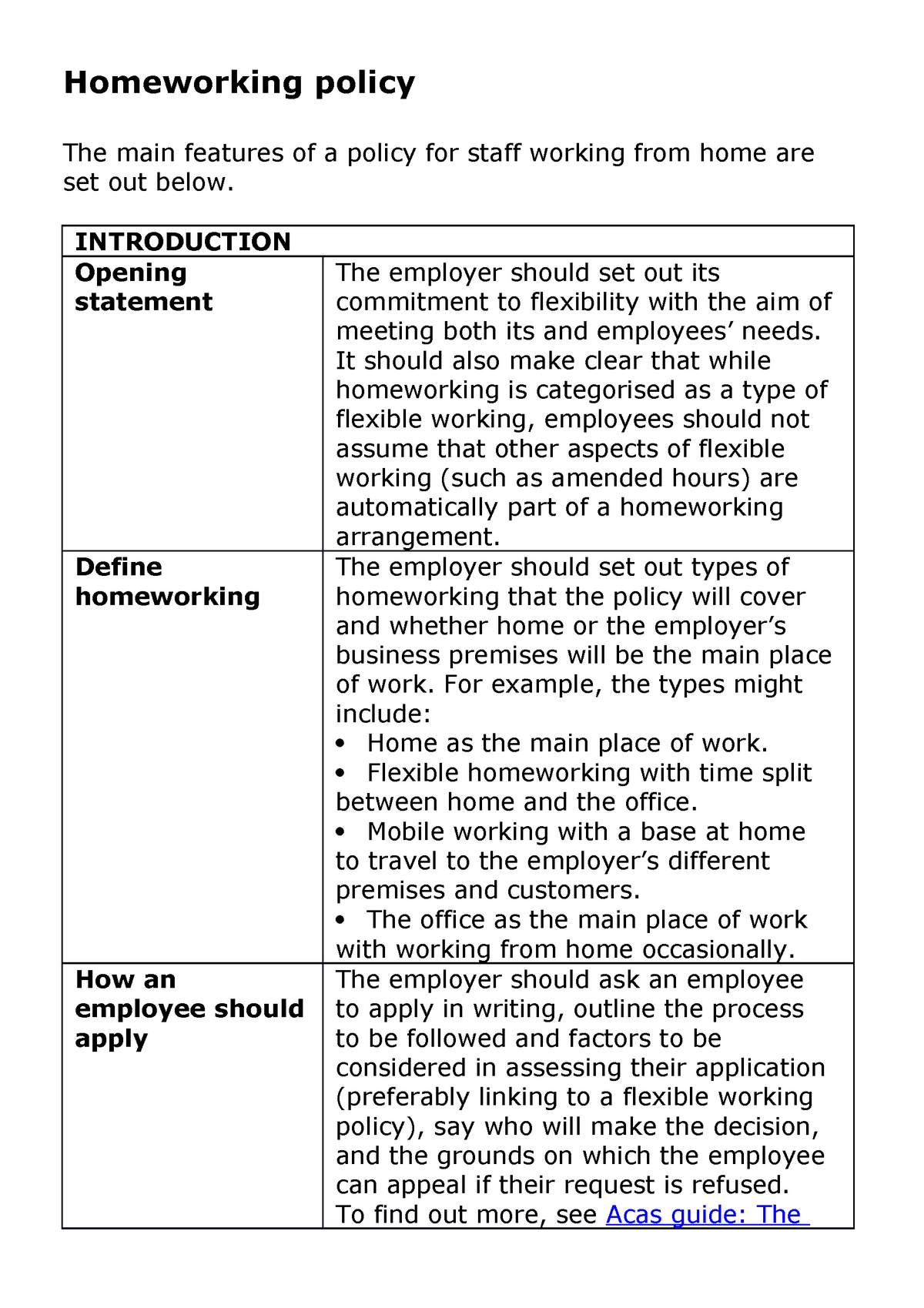 rsa homeworkers policy wording