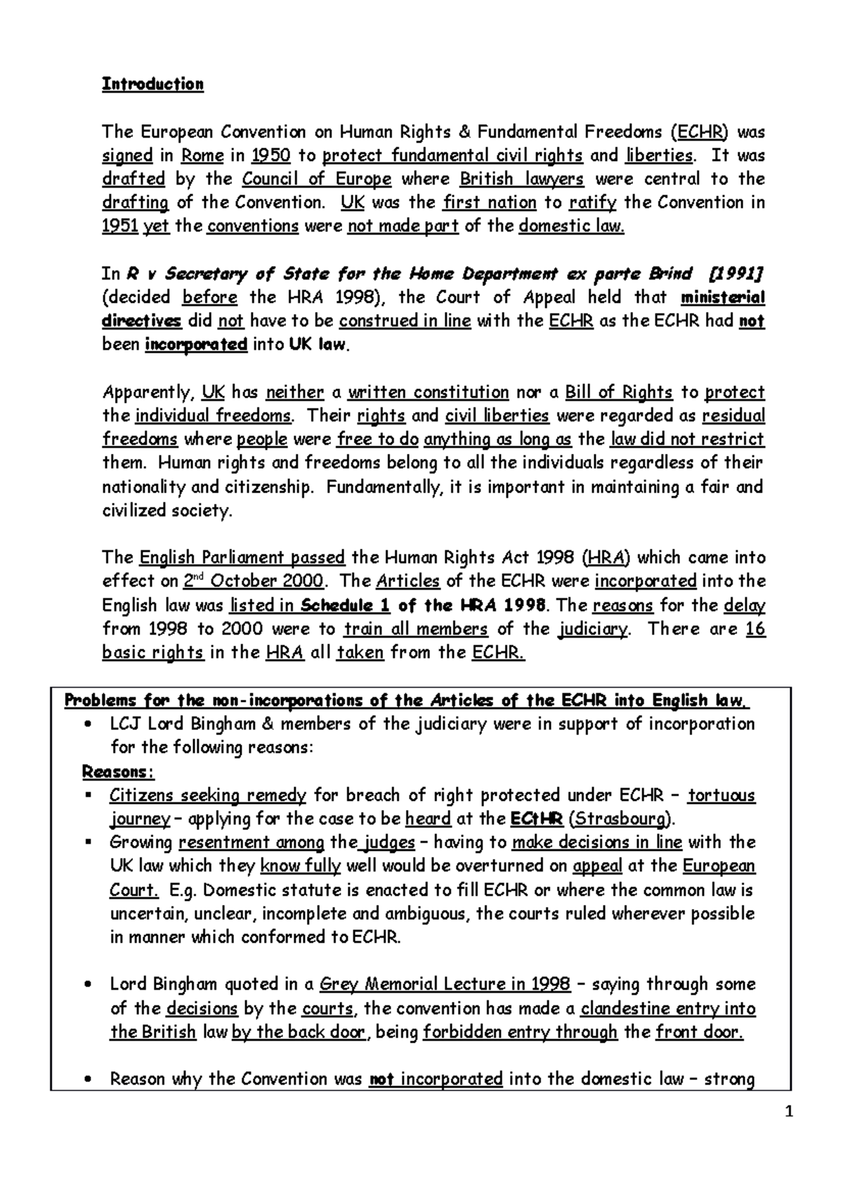 HRA - Introduction The European Convention on Human Rights ...