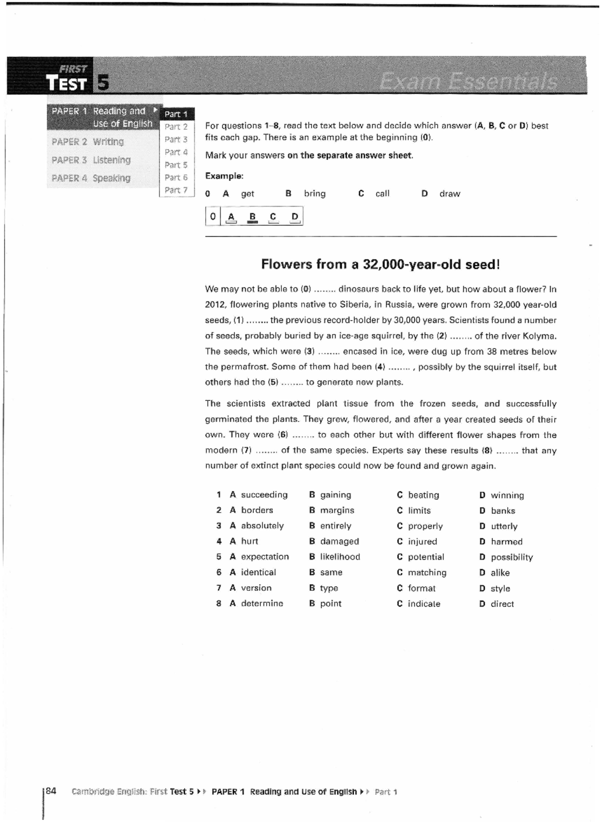 Exam Essentials Test 5 bachillerato - I. FIRST TEST .. PAPER 2 Writing ...