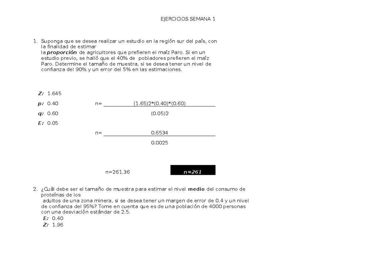 Ejercicios Resueltos - EJERCICIOS SEMANA 1 Suponga que se desea ...