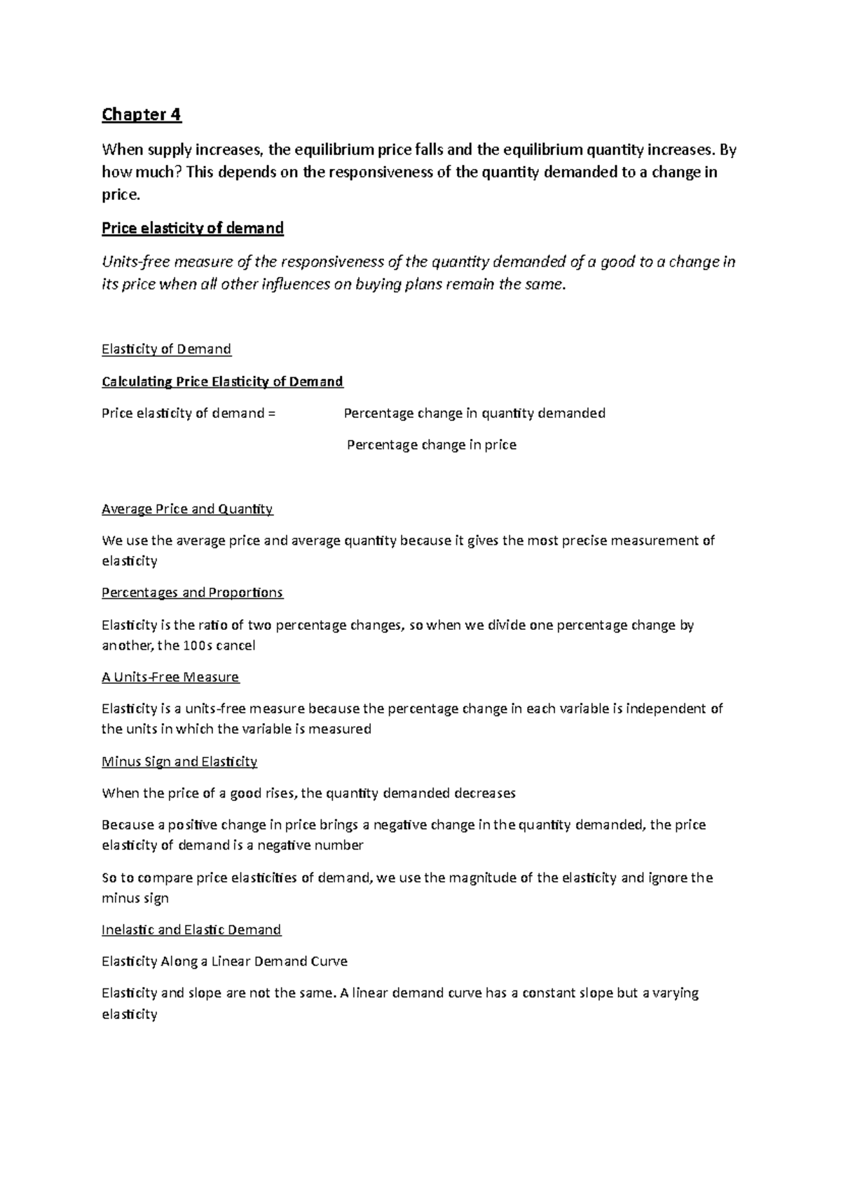 Chapter 4 Summaries Made For Semester Test Chapter 4 When Supply