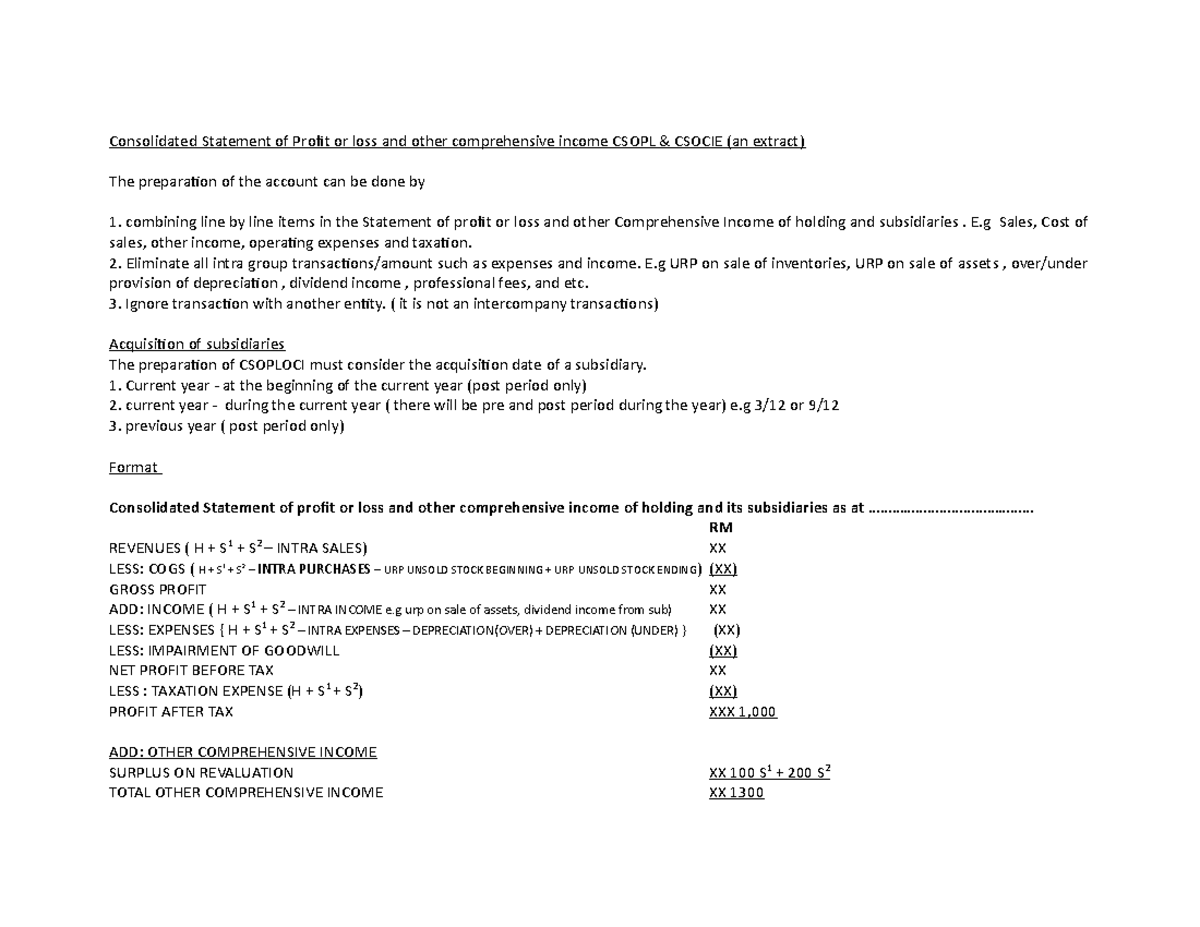 Format Csoplocisocie 620 - Consolidated Statement of Profit or loss and ...