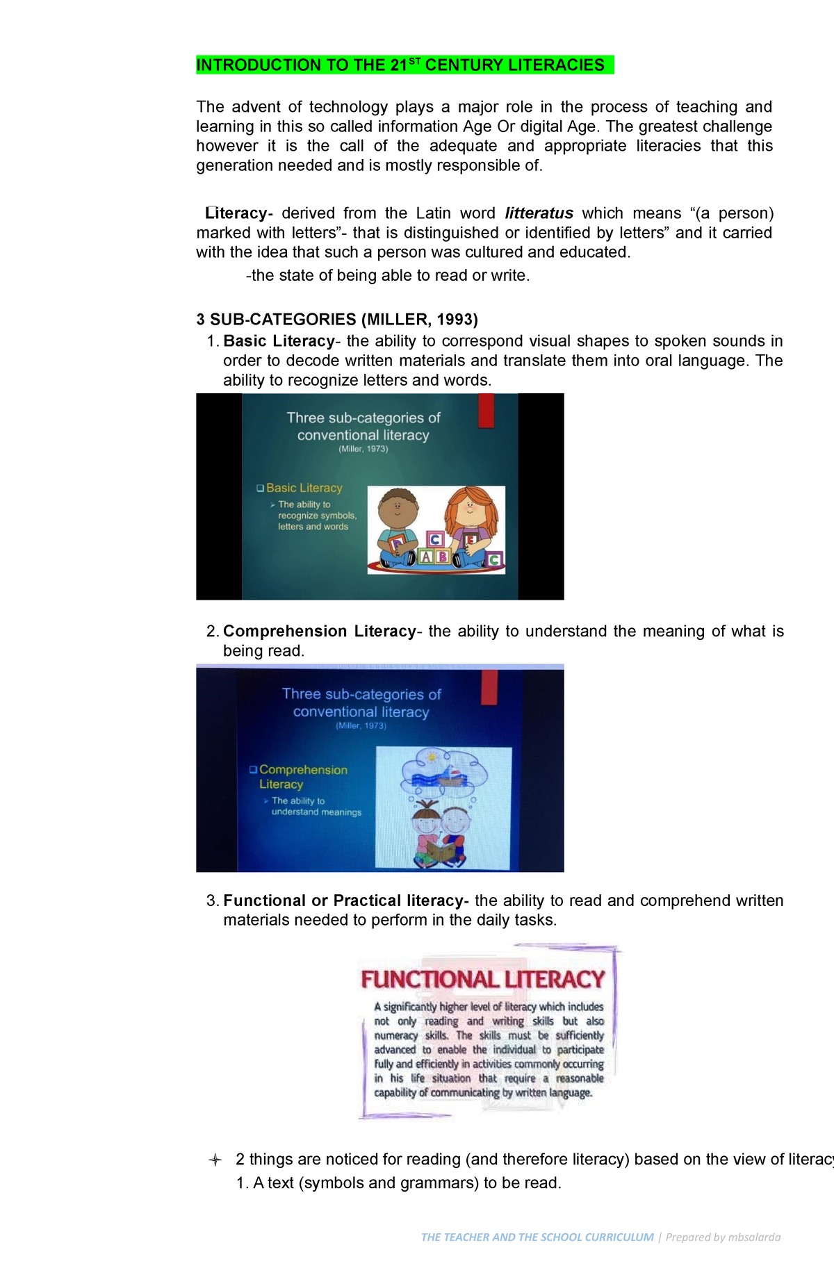 Introduction TO THE 21ST Century Literacies - INTRODUCTION TO THE 21ST ...