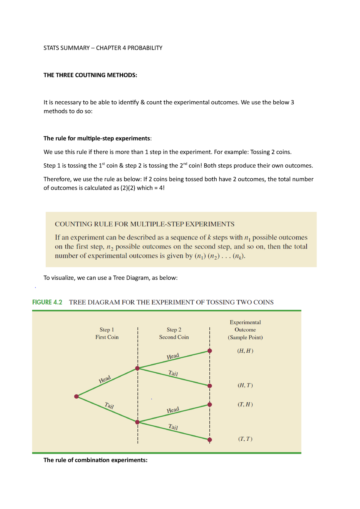 Stats Summary Chapter 4 - STATS SUMMARY – CHAPTER 4 PROBABILITY THE ...