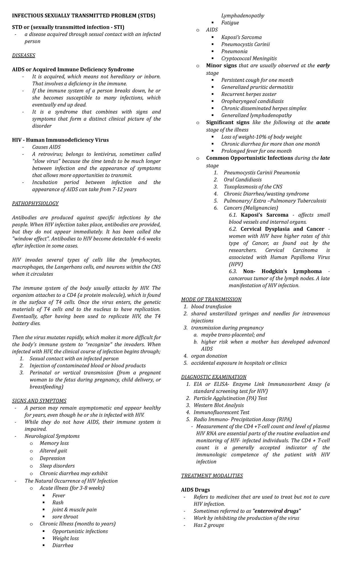 STD Reviewer - Pathophysiology of Major Sexually Transmitted Diseases ...