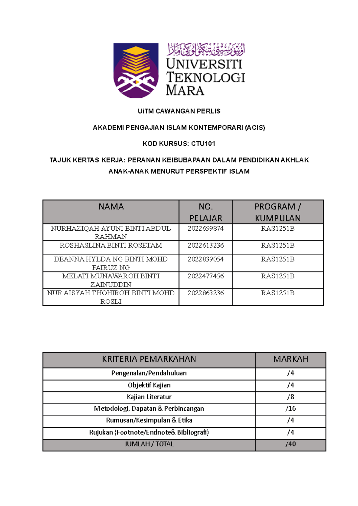 CTU 101 Peranan IBU BAPA Dalam Pendidikan Akhlak ANAK-ANAK Menurut ...