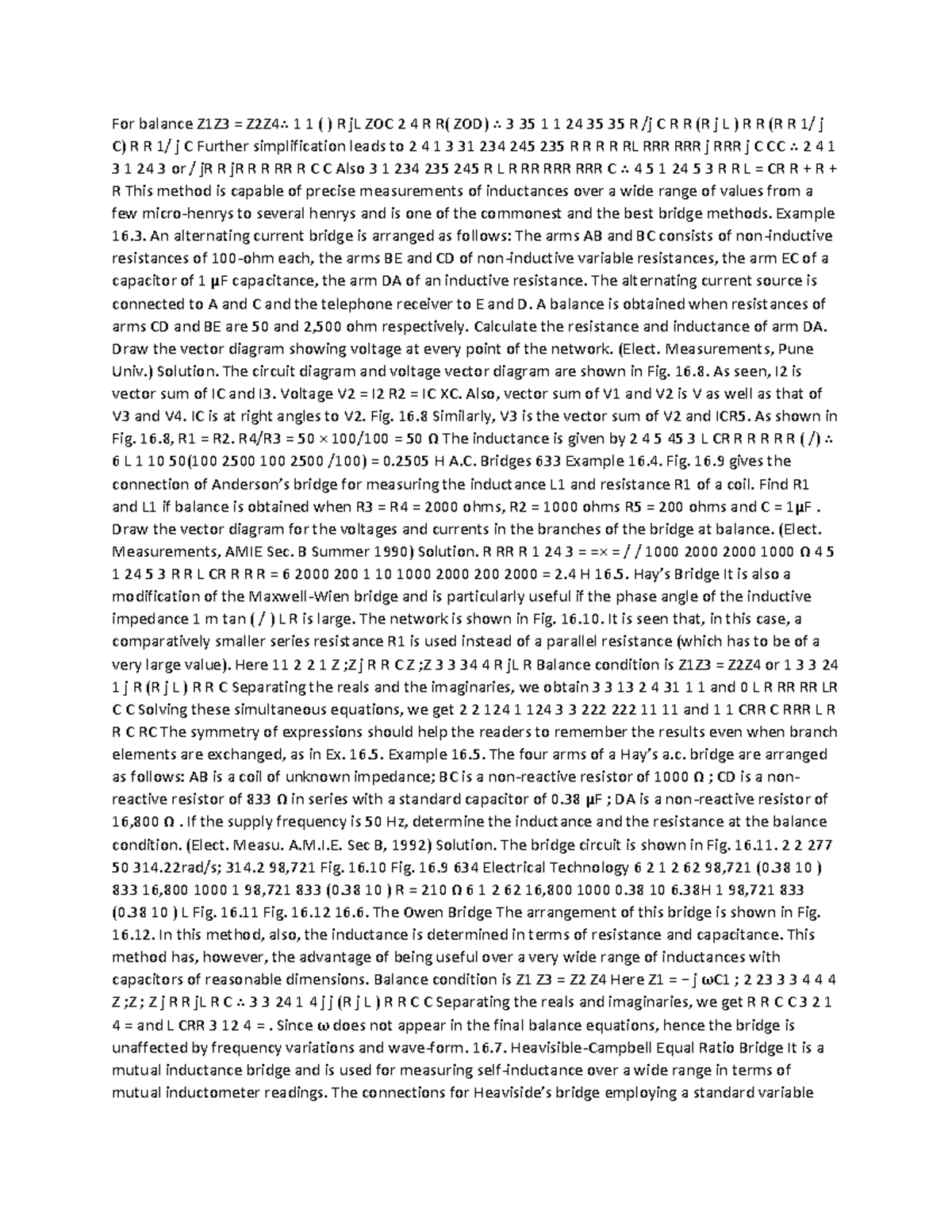 63 - saffsafas - For balance Z1Z3 = Z2Z4∴ 1 1 ( ) R jL ZOC 2 4 R R( ZOD ...