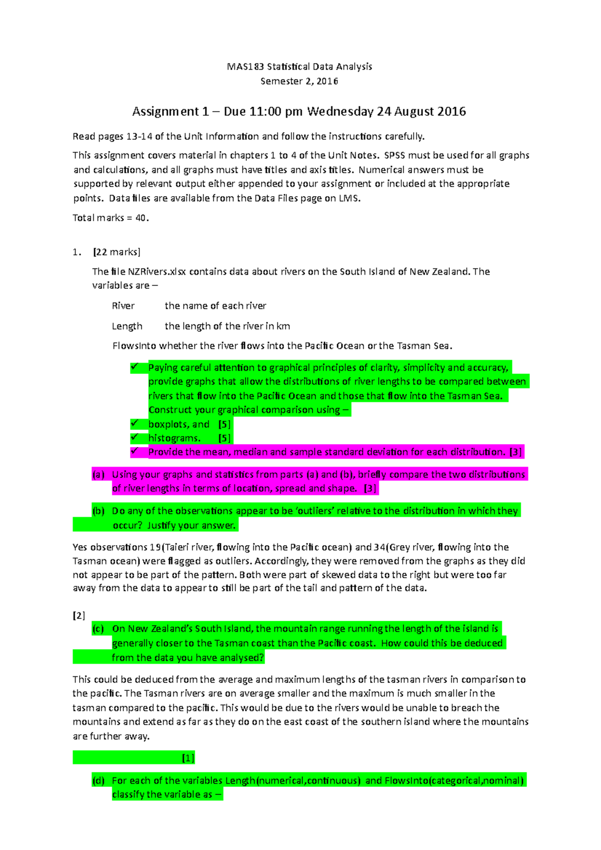 Seminar assignments - MAS183 Statistical Data Analysis Semester 2, 2016 ...