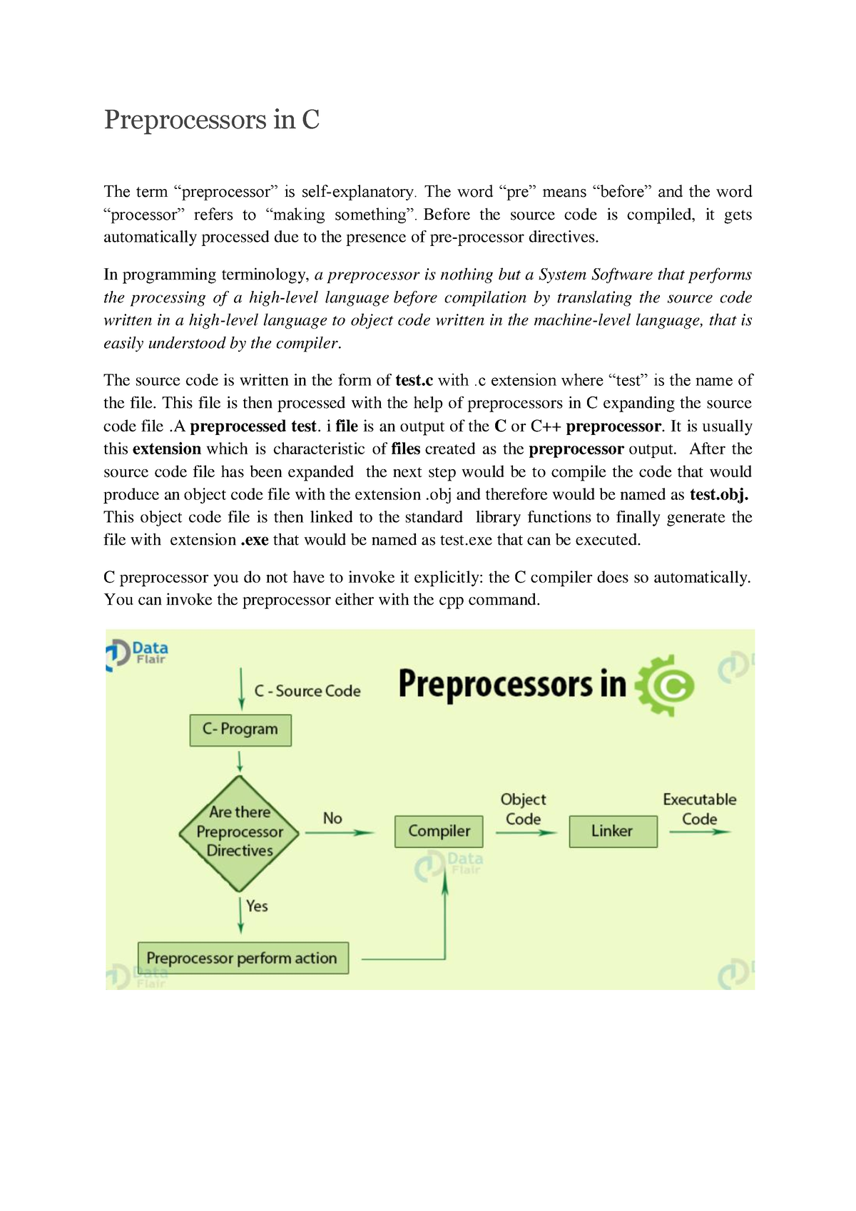 Preprocessors In C - Preprocessors In C The Term “preprocessor” Is Self ...