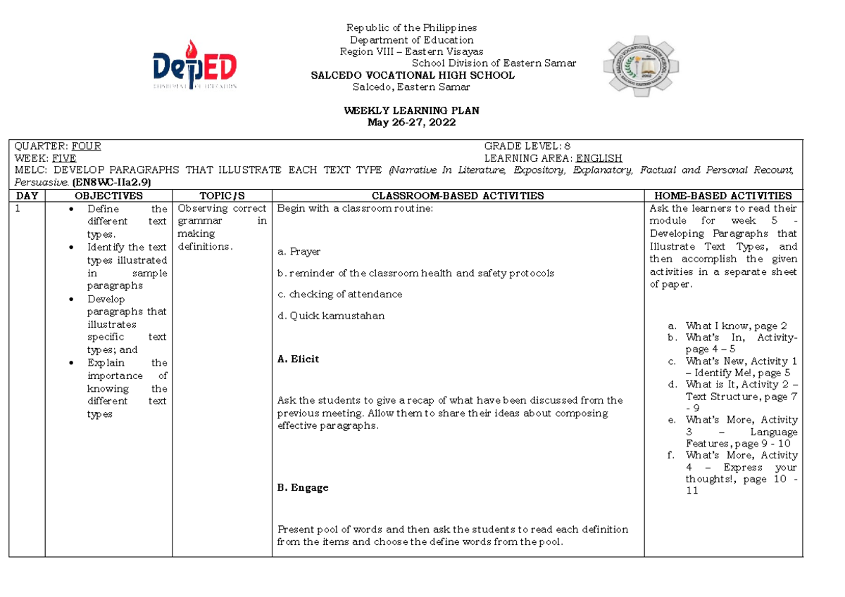 Grade-8-wlp-module-5 compress - Republic of the Philippines Department ...