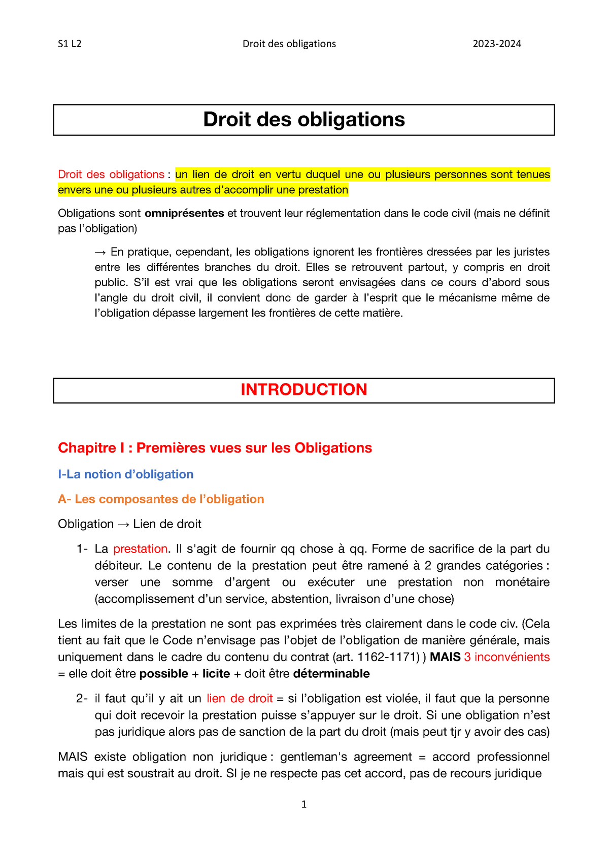 Cours S1 L2 DO-5 - Droit Des Obligations Droit Des Obligations : Un ...