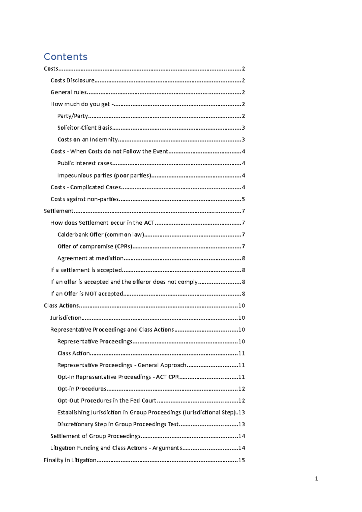 Litigation B, C - Contents - Studocu