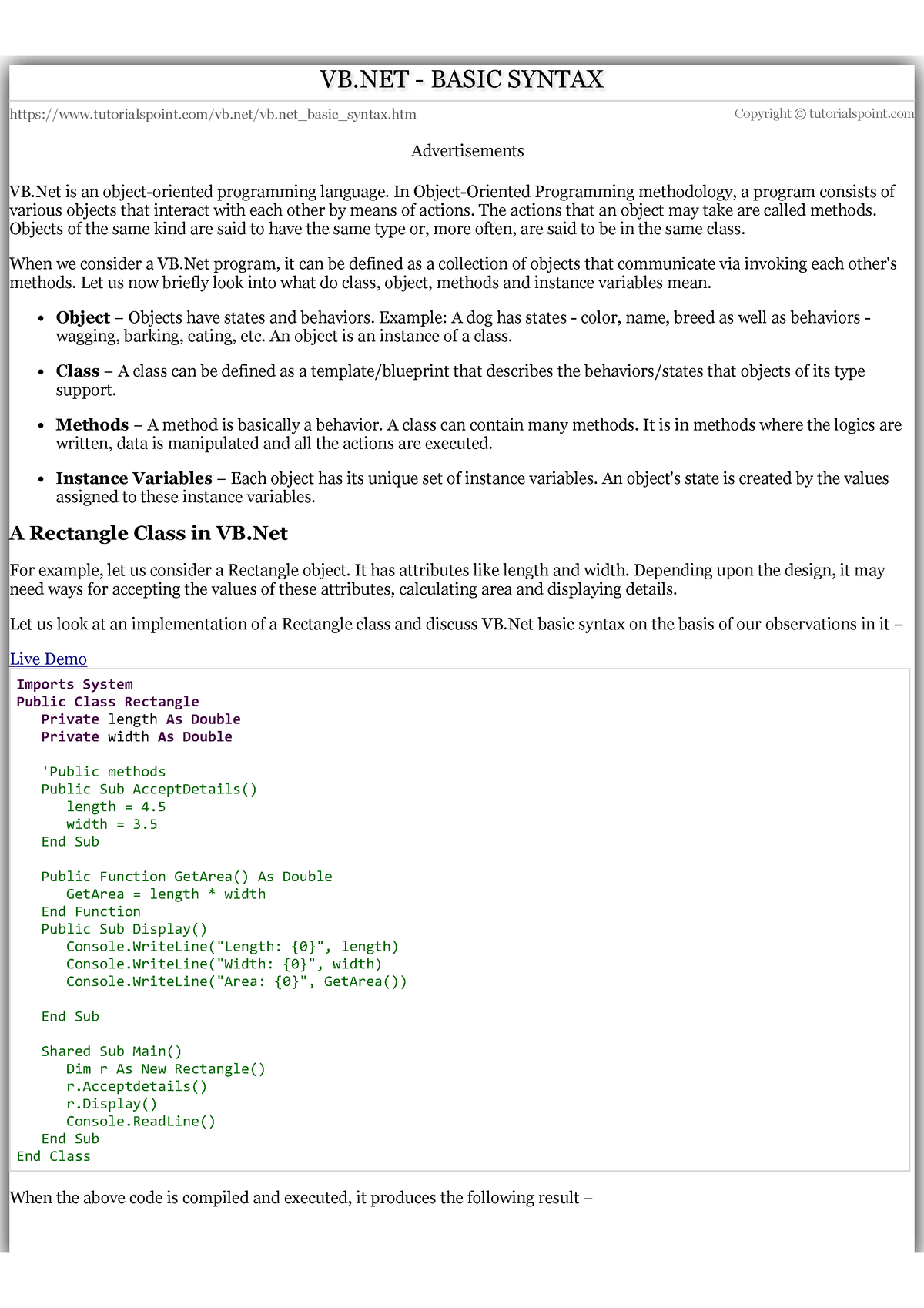 Basic Syntax - Credit Notes To Owner - Tutorialspoint/vb.net/vb.net ...